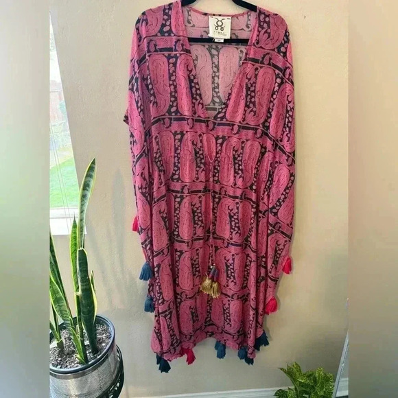 Figue Amrita tassel caftan pink blue size XS / S relaxed - Picture 3 of 7
